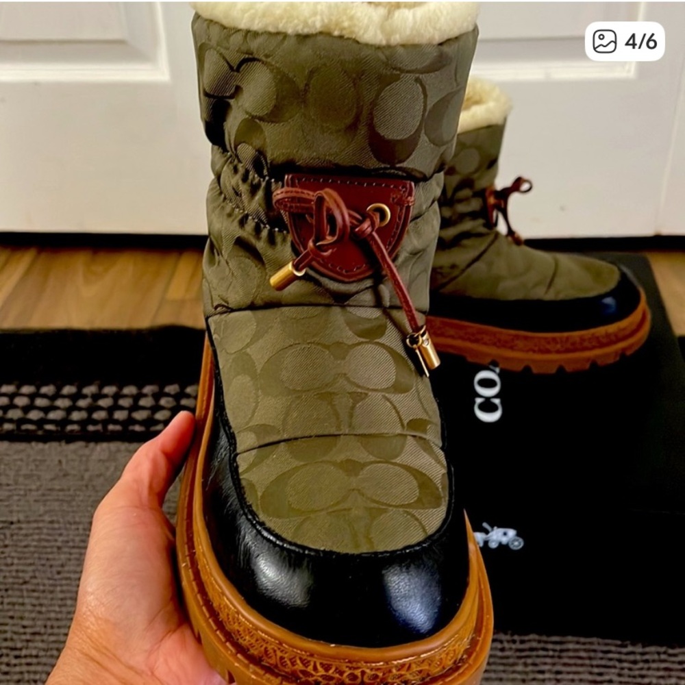 Coach Army Green Snow Boots